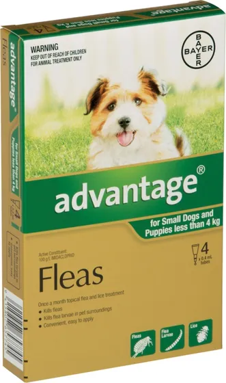 Advantage Flea Treatment For Small Dogs & Puppies Under 4kg - 4