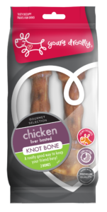 Yours Droolly Rawhide Knotbone Chicken Liver 15cm 2 Pack