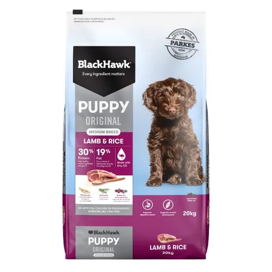 Black Hawk Medium Breed Lamb Rice Puppy Food 20kg