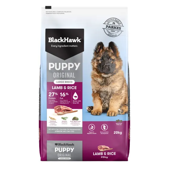 Black Hawk Large Breed Lamb Rice Puppy Food 20kg