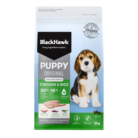Black Hawk Medium Breed Chicken Rice Puppy Food 3kg