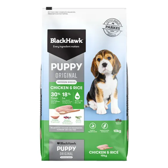 Black Hawk Medium Breed Chicken Rice Puppy Food 10kg