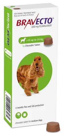 Bravecto Chewable Tablet Flea Treatment For Medium Dogs 10 To 20