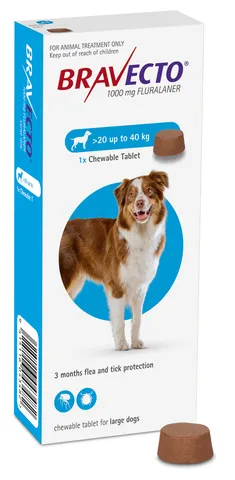 Bravecto Chewable Tablet Flea Treatment For Large Dogs 20 To 40k