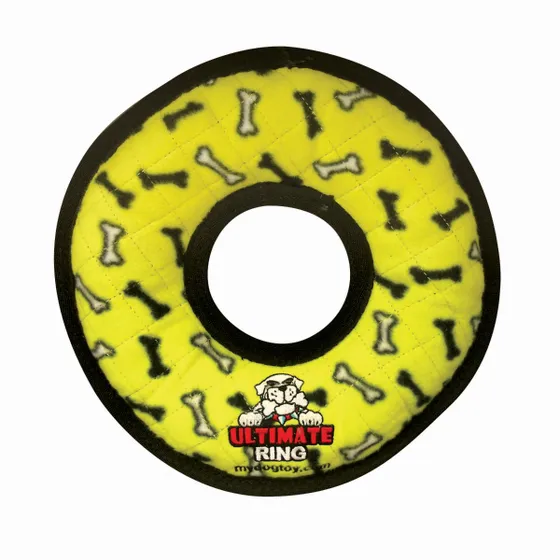 Tuffy Mighty Ultimate Ring Yellow Bones Dog Toy