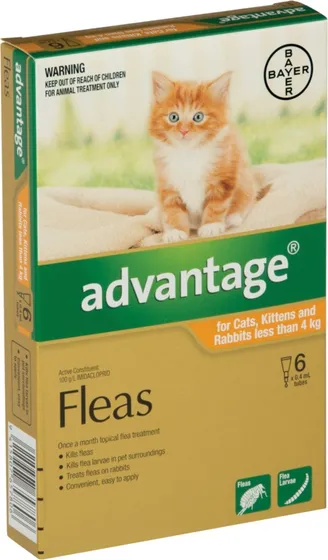 Advantage Flea Treatment For Cats & Rabbits Under 4kg - 6 Pack