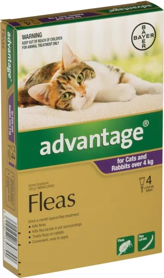 Advantage Flea Treatment For Cats & Rabbits Over 4kg - 4 Pack