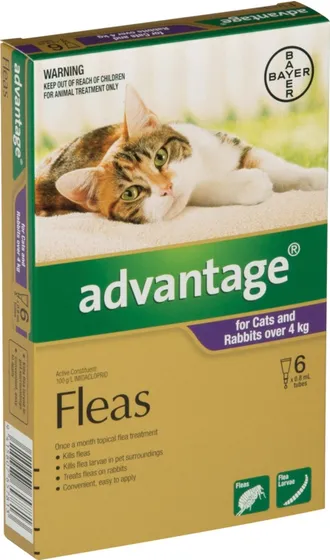 Advantage Flea Treatment For Cats & Rabbits Over 4kg - 6 Pack