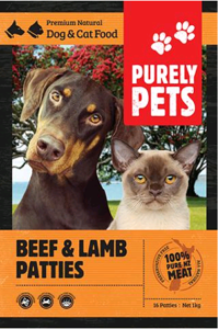 Purely Pets Frozen Beef & Lamb Patties Dog Food 1kg