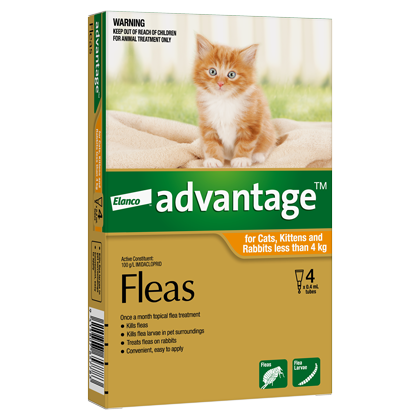 Advantage Flea Treatment For Cats & Rabbits Under 4kg - 4 Pack