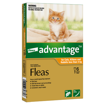 Advantage Flea Treatment For Cats & Rabbits Under 4kg - 6 Pack