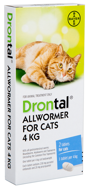Drontal Worm Treatment For Cats 4kg 2 Pack