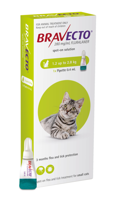 Bravecto Spot On Flea Treatment For Cats 1.2-2.8kg