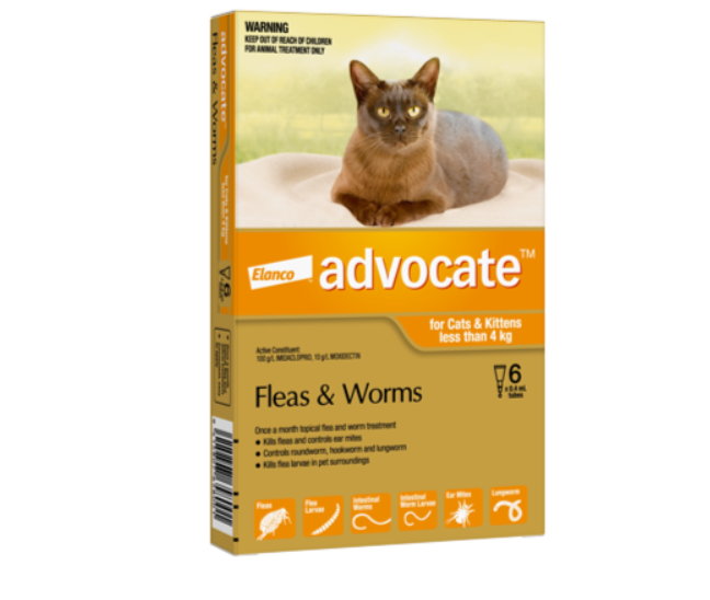 Advocate Flea Treatment For Cats Under 4kg - 6 Pack