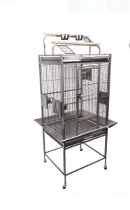 Avi One Parrot Cage - 242 With Play Pen Silver/Black 76.5x71.5x158cm