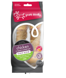 Yours Droolly Rawhide Knotbone Chicken Wrapped 2 Pack