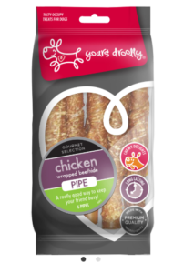 Yours Droolly Rawhide Pipe Chicken Wrapped 6 Pack
