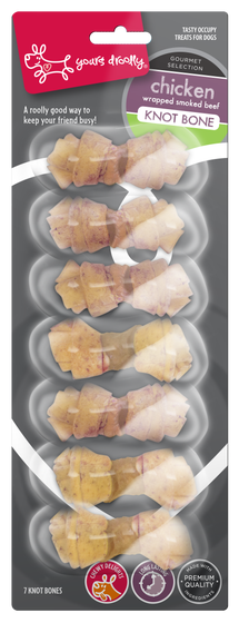 Yours Droolly Rawhide Knotbone Chicken Wrapped 7 Pack