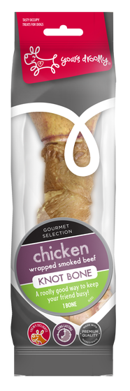 Yours Droolly Rawhide Knotbone Chicken Wrapped 25cm