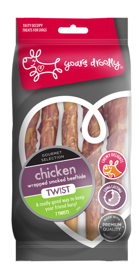 Yours Droolly Rawhide Twist Chicken Wrapped 7 Pack