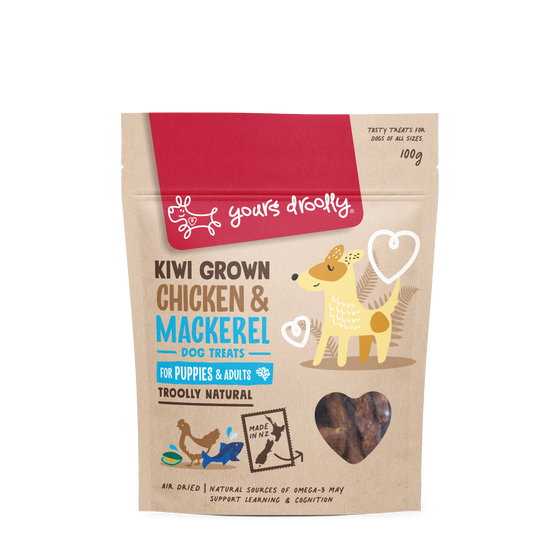 Yours Droolly Kiwi Grown Chicken Mackerel Puppy Treat 100g