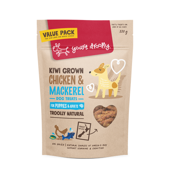 Yours Droolly Kiwi Grown Chicken Mackerel Puppy Treat 220g