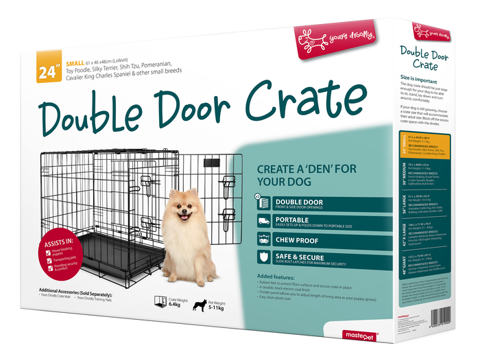 Yours Droolly Double Door Dog Crate 24 Inch 610x460x480