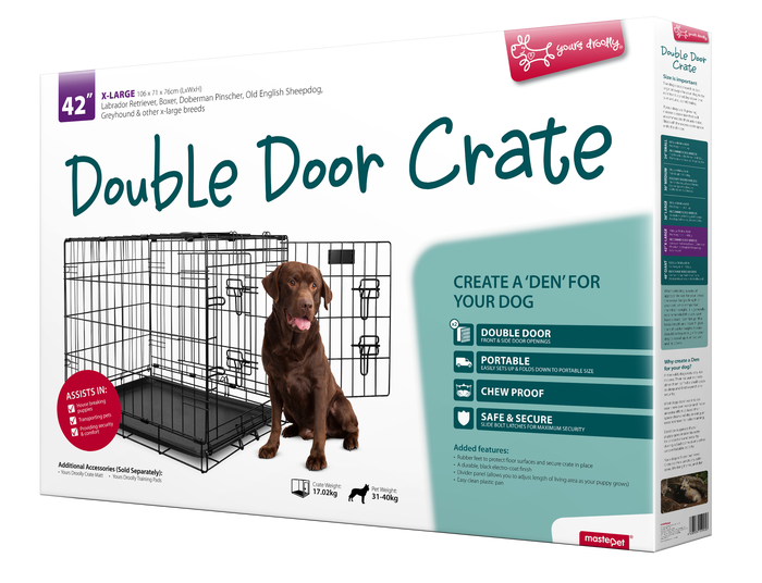 Yours Droolly Double Door Dog Crate 42 Inch 106lx71wx76h