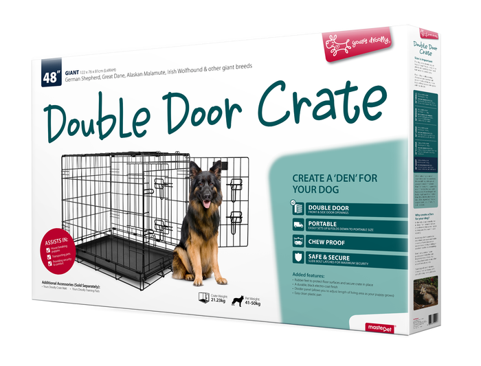 Yours Droolly Double Door Dog Crate 48 Inch 122lx76wx81
