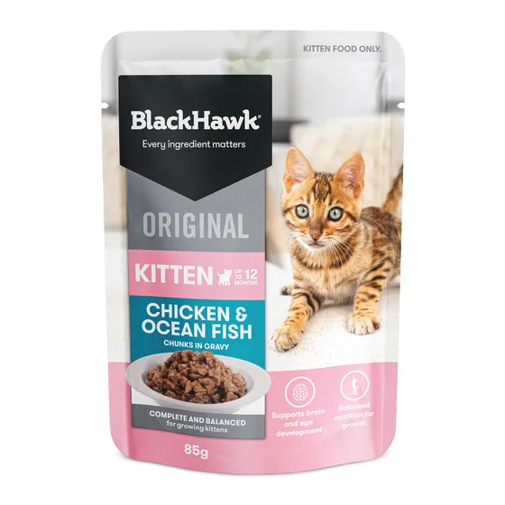 Black Hawk Original Kitten Chick/fish/gravy 85g