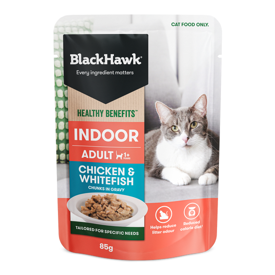 Black Hawk Healthy Benefits Cat Indoor Chick/fish/gravy 85g