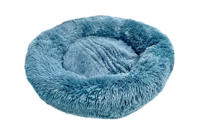 Brooklands Plush Calming Pet Bed Round Ocean Small 60cm