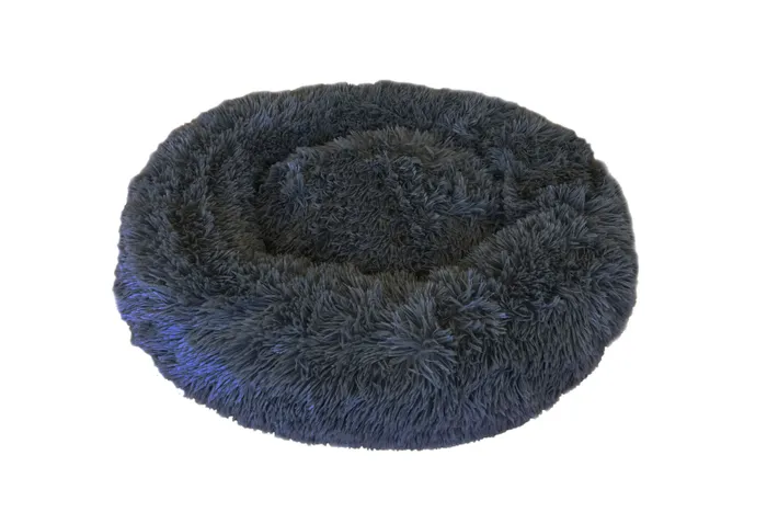 Brooklands Plush Calming Pet Bed Round Charcoal Small 60cm