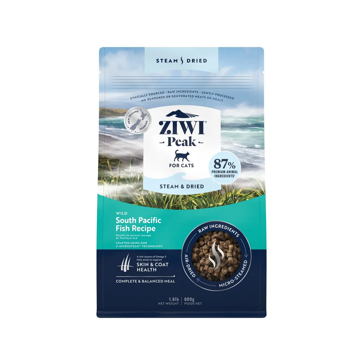 Ziwi Peak Steam & Dried Cat Food Fish 800g