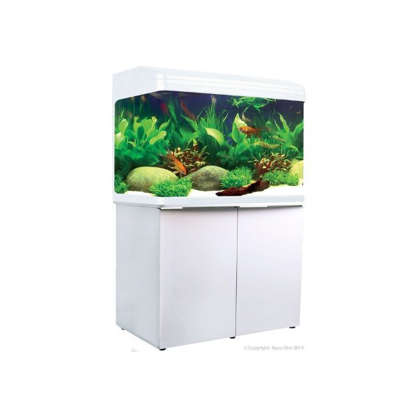 Aqua One AR620 Gloss White Starter Package Tropical With Cabinet