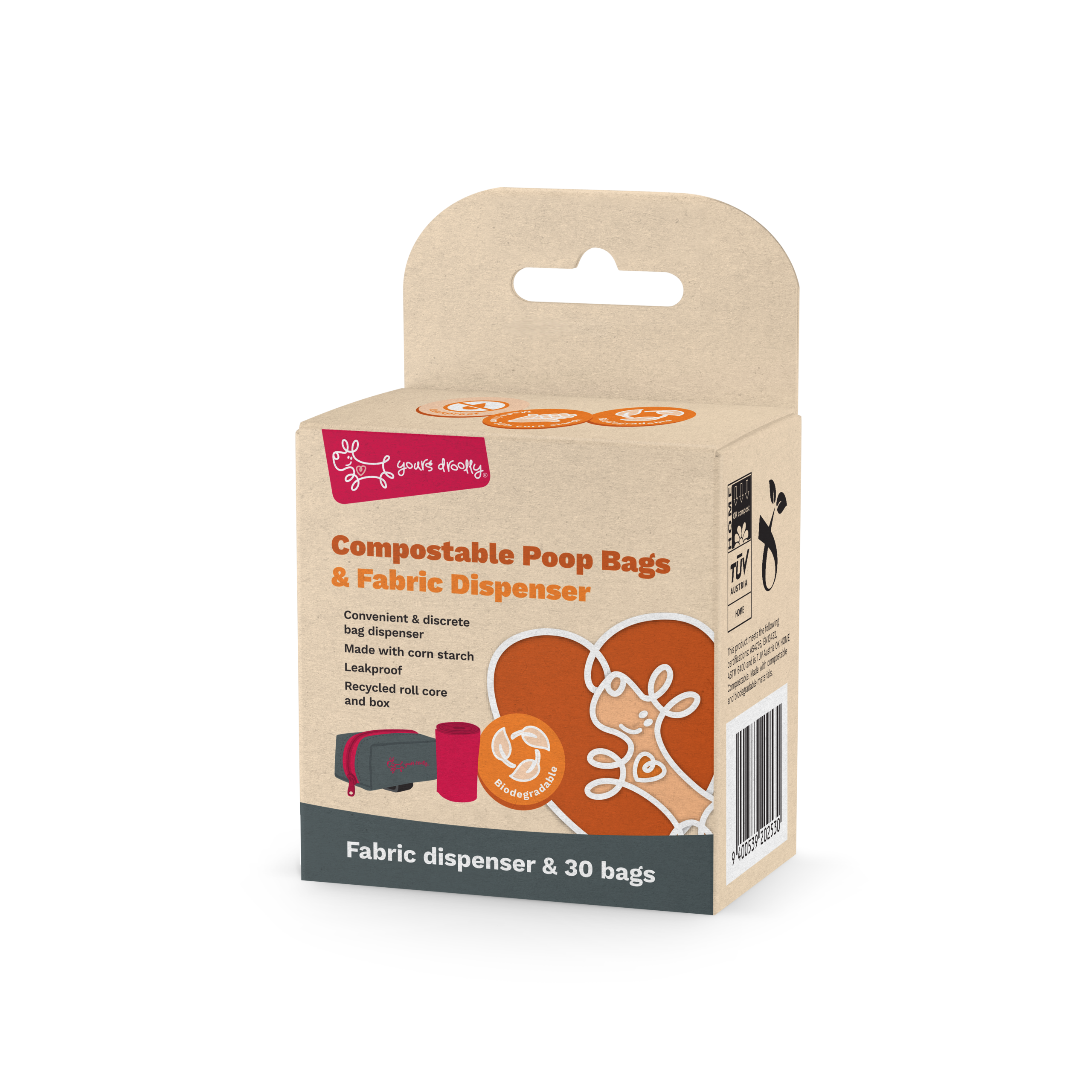 Yours Droolly Compostable Poop Bags W Dispenser