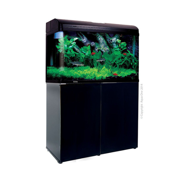 Aqua One AR980 Gloss Black Starter Package Tropical With Cabinet