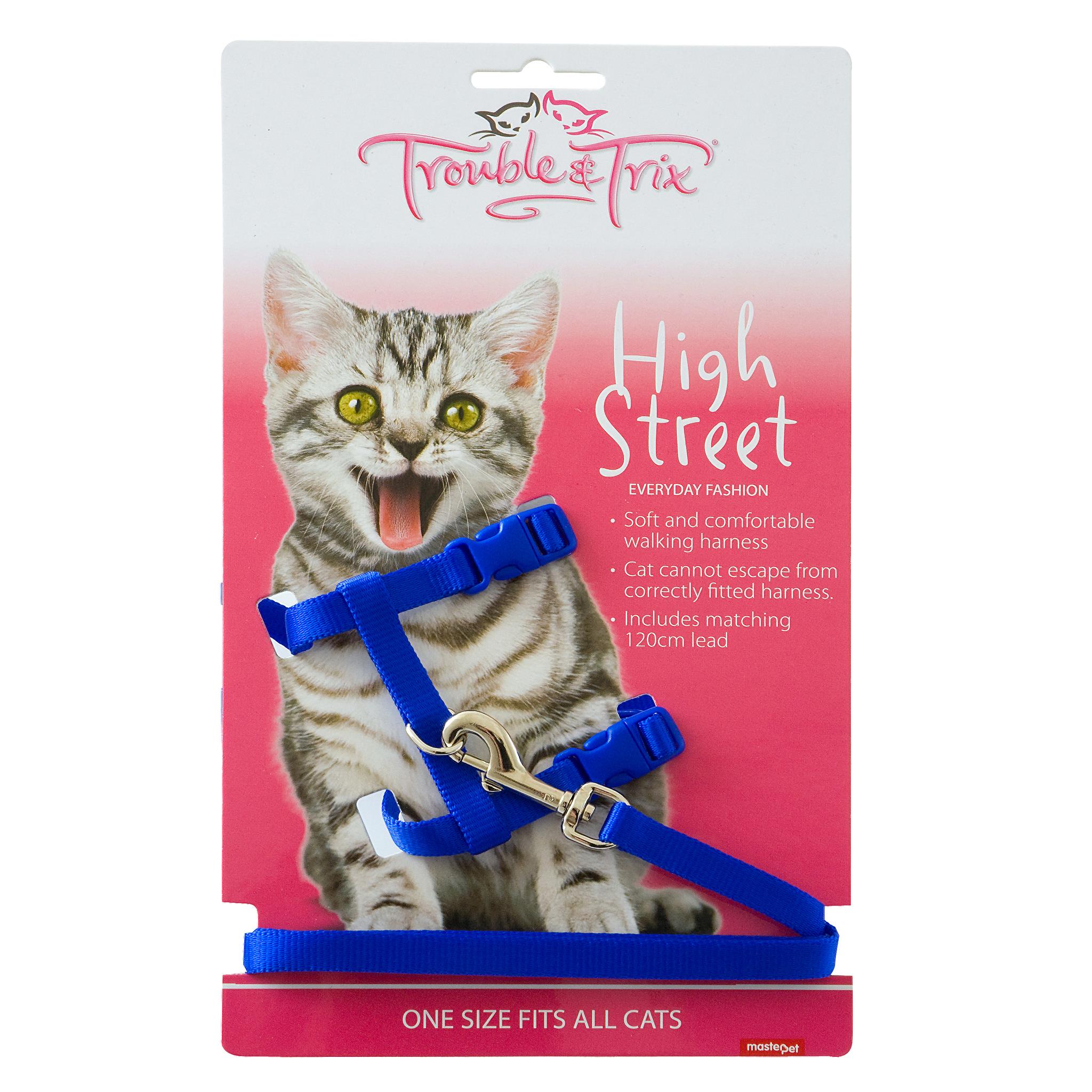 Trouble and Trix High Street Cat Harness Blue