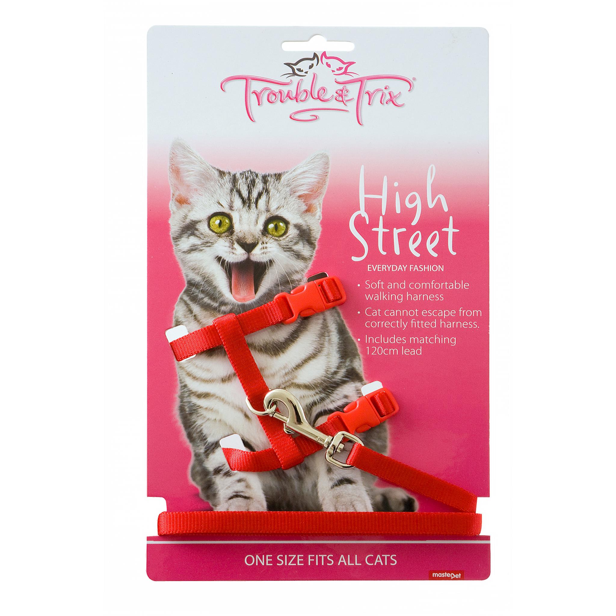 Trouble and Trix High Street Cat Harness Red