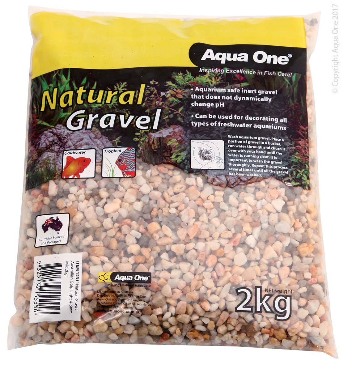 Aqua One Natural Gravel Australian Gold Light 4-6mm Mix 2kg