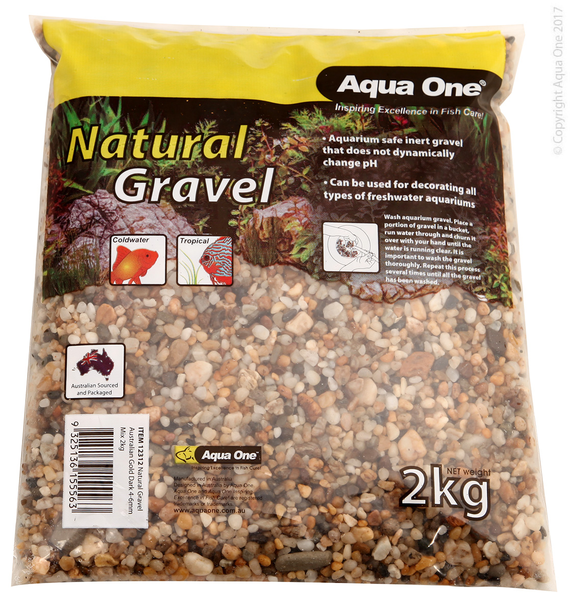 Aqua One Natural Gravel Australian Gold Dark 4-6mm Mix 2kg