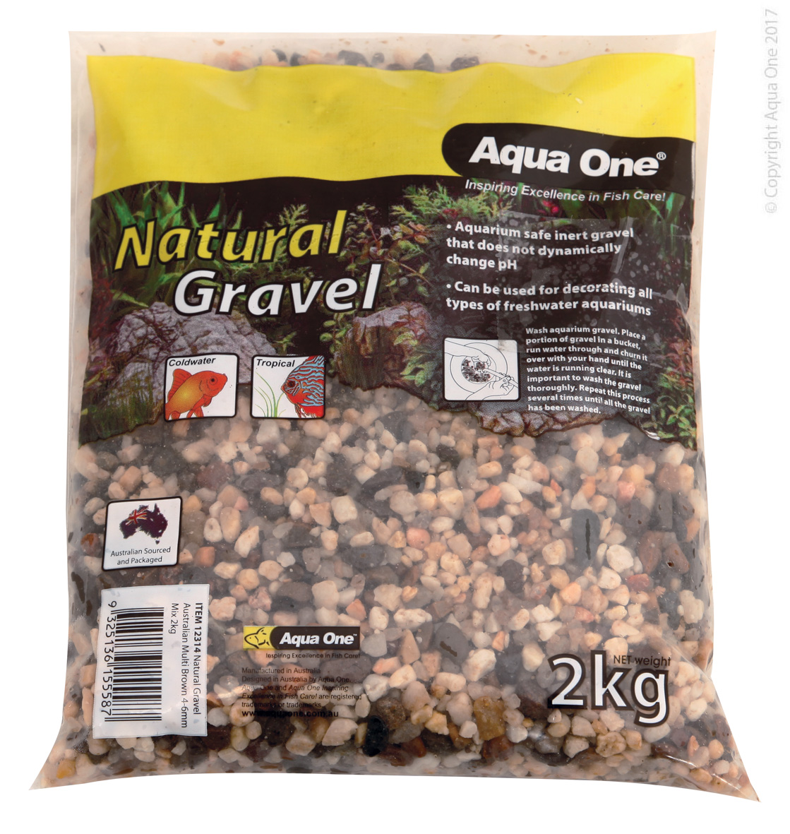 Aqua One Natural Gravel Australian Multi Brown 4-6mm Mix 2kg