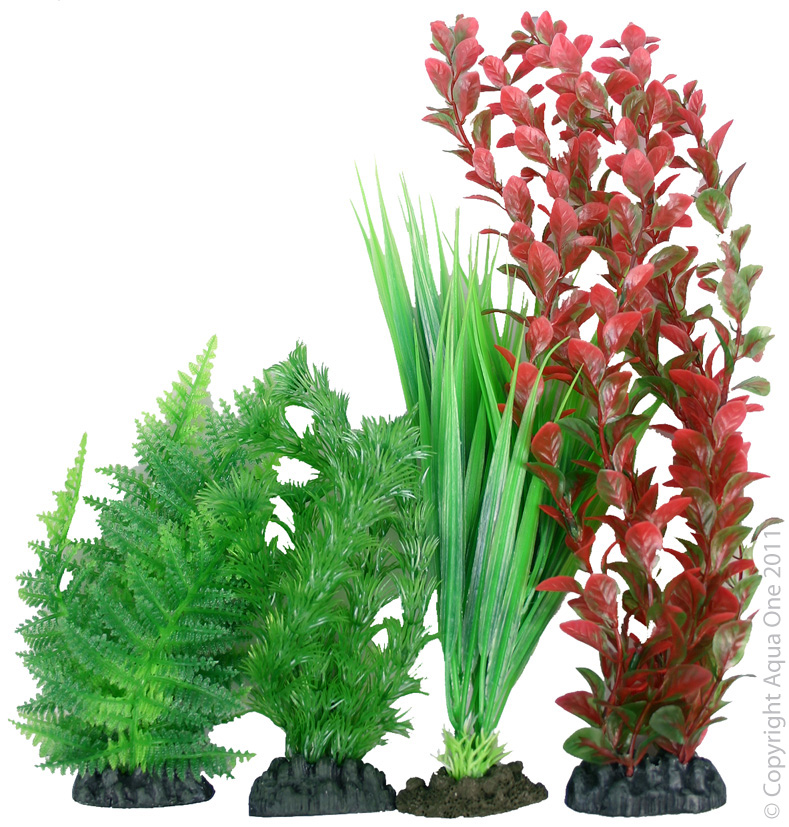 Aqua One Plastic Plant - 4pk Mix 1