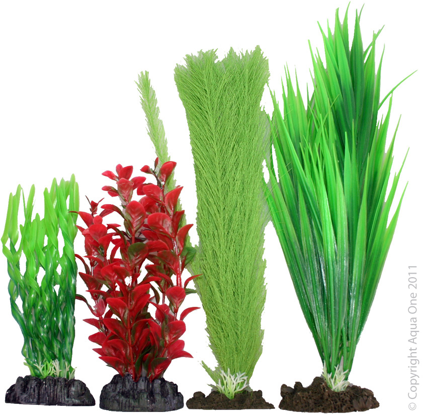 Aqua One Plastic Plant - 4pk Mix 2
