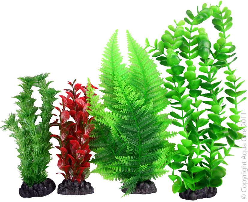 Aqua One Plastic Plant - 4pk Mix 3