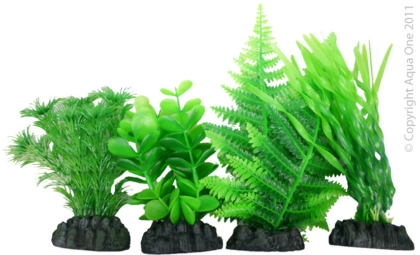 Aqua One Plastic Plant - 4pk Mix 5
