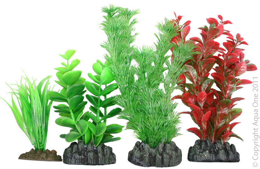 Aqua One Plastic Plant - 4pk Mix 6