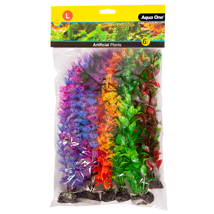 Aqua One Plastic Plant - 6pk Mixed Large