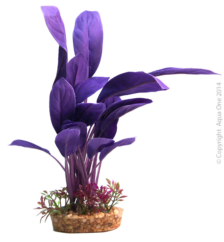 Aqua One Silk Plant - Purple Echinodorus W/gravel Base (L)