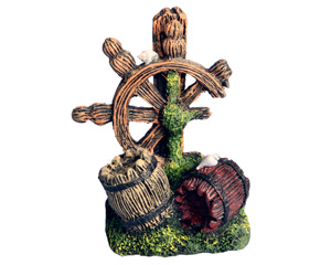 Aqua One Ornament - Mini Barrel With Ship Wheel